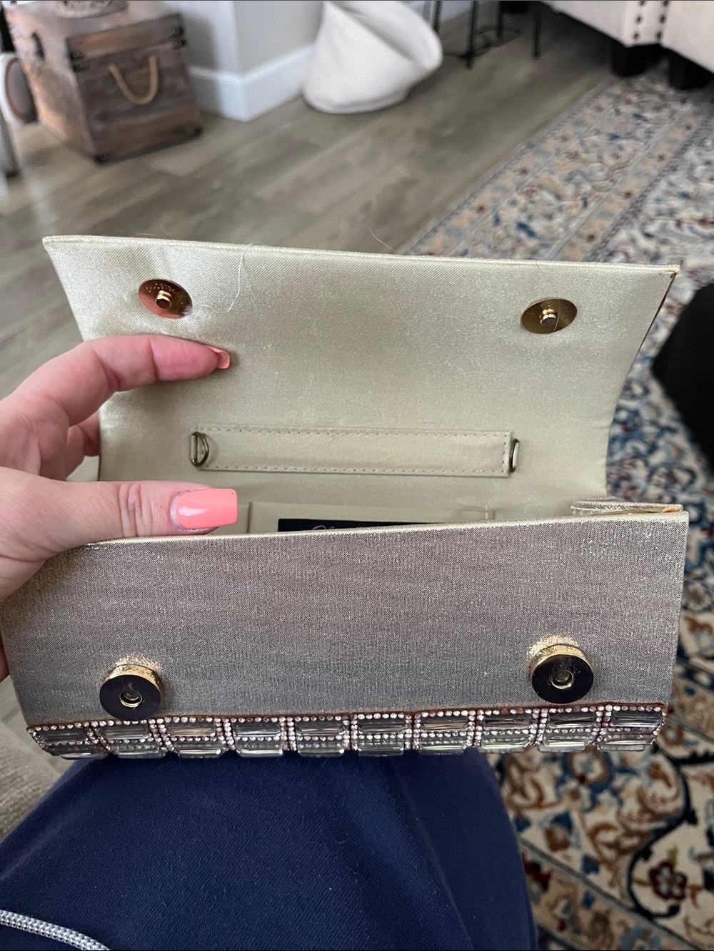 Lulu Townsend Silver Beaded Evening Clutch - Picture 3 of 3